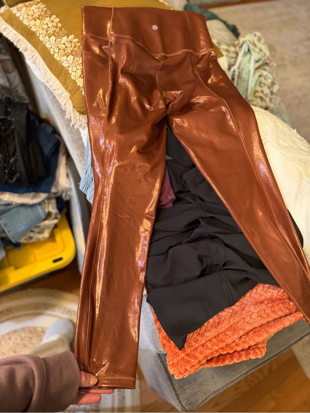 Athleta Shiny Copper-Like Leggings - Picture 2 of 5